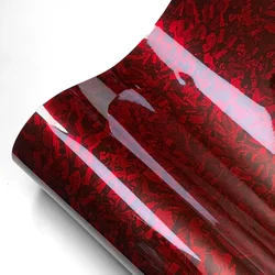 Glossy Black Red Carbon Fiber Vinyl Wrap - Self-Adhesive Auto Styling Film and Motorcycle Decor Stickers - 50cmx50cm (Flower Carbon Red)