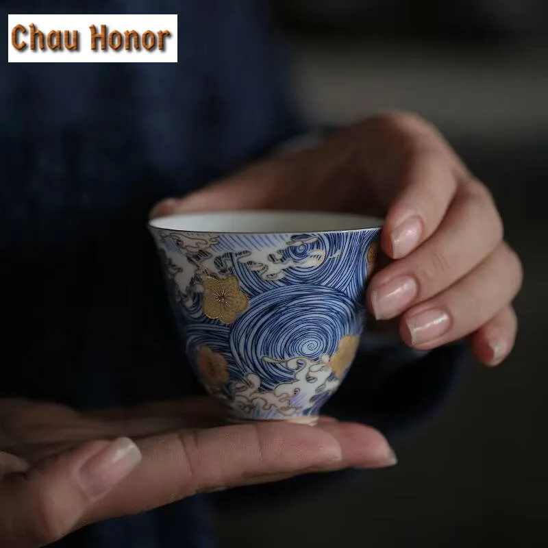 Exquisitel Enameled Color Kung Fu Tea Set Tea Cup Handmade Household Tea Making Ceramic Tea Bowl Master Cup Customized Drinkware