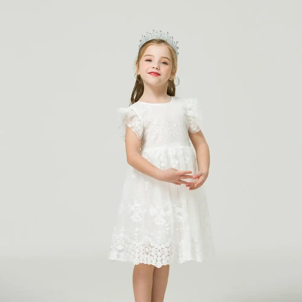 Baby Girl Floral Lace Mesh Princess Tutu Dress Children Hollow Out Wedding Christening Gown Dress For Kids Party Wear Vestidos