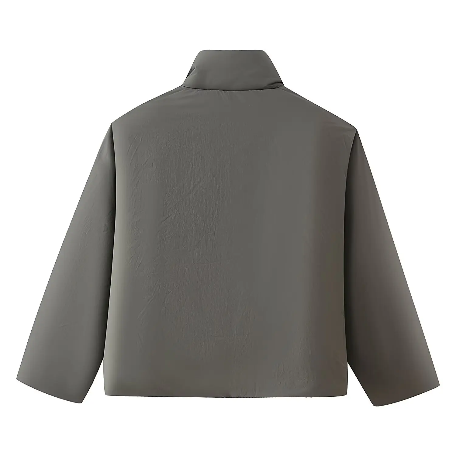 HH Damen Loser Einreihiger Mantel mit Reißverschluss, Einfarbig, Lange Ärmel, Taschen, Winter-Stehkragen, Schnürung, Warm Gefüttert – Detail 6