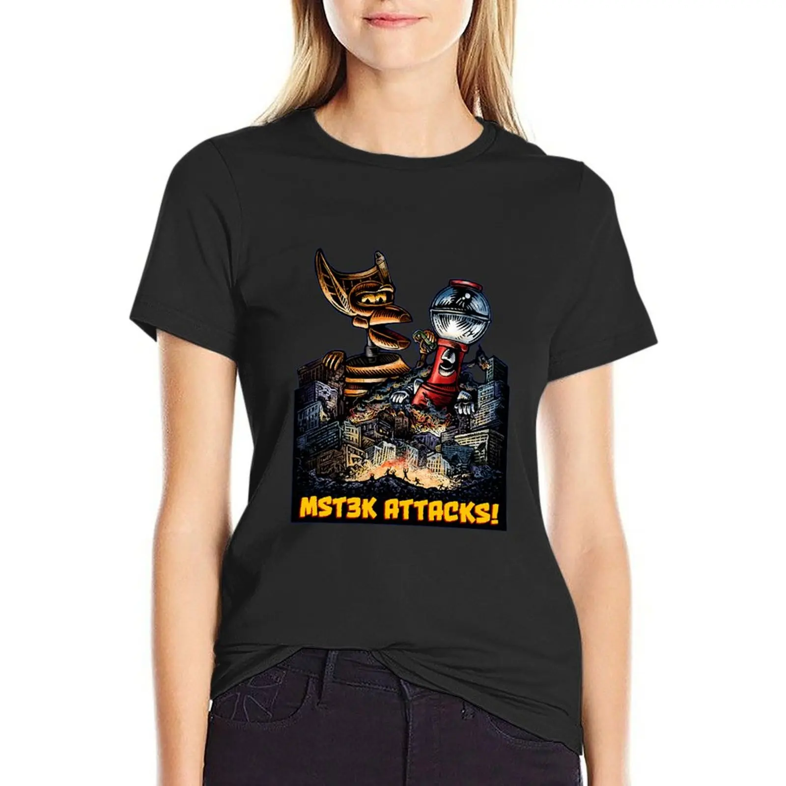 MST3K Attacks! T-Shirt summer tops cute clothes Aesthetic clothing Summer Women's clothing