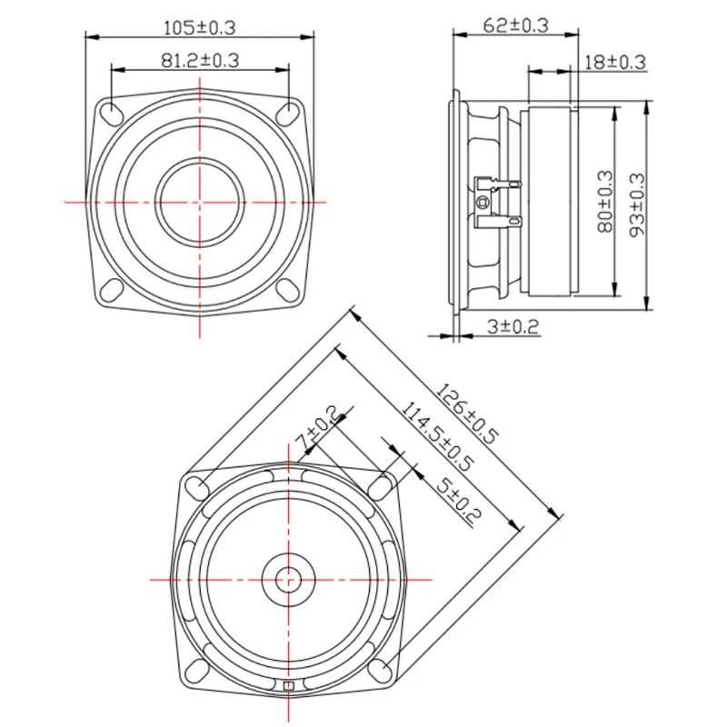 1pcs 4 Inch Mid Bass Speaker 4 Ohm 40W Fiberglass Basin Full Range Bookshelf Car Mounted  Audio Loudspeaker For Home Theater 6