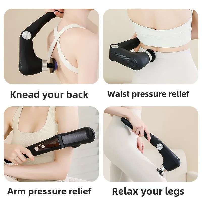 Foldable Multi-gear Fascia Gun Massage with Hot And Cold Heads 45 Degree Bend for Fitness Muscle Relaxation