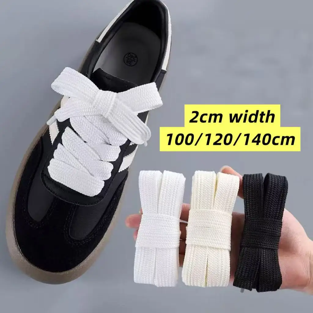 1 Paar 2 cm breite flache Schnürsenkel weiß schwarz Schnürsenkel für Sneaker Sport Casual Sport Schnürsenkel Frühling Herbst Schnürsenkel