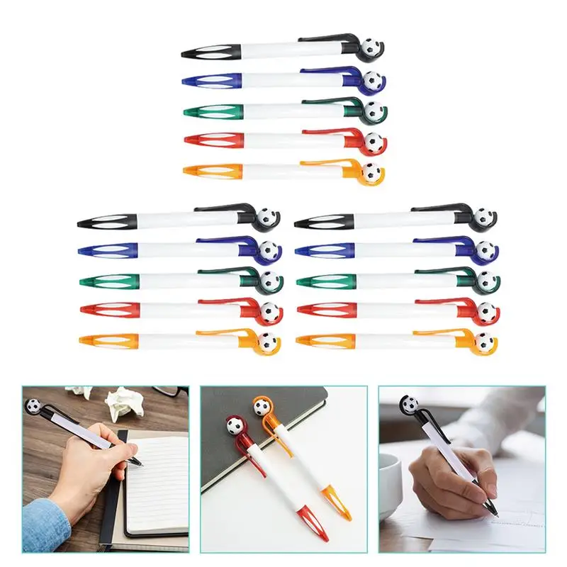 15pcs Students Ballpoint Pens Soccer Pens Decorative Ballpoint Pens Kids Office School Supplies Press Football Ball Pen