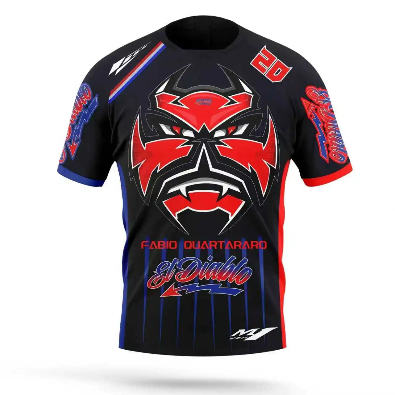 Fabio Quartararo 20 팬 티셔츠 El Diablo Moto Rider 그래픽 티 3D 프린트 유니섹스 캐주얼 여름 반팔