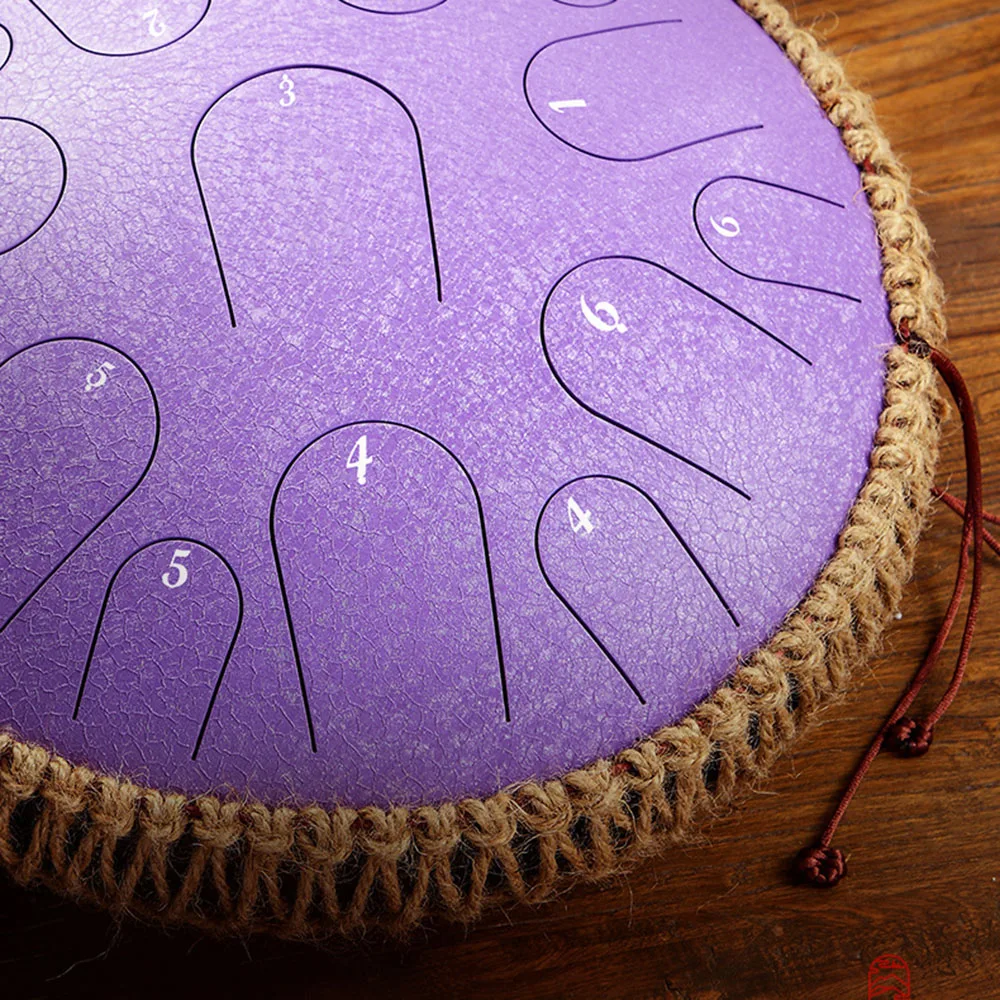 13 Inch 15 Tone Drum Steel Tongue Drum with Handbag Drumsticks Percussion Psychotherapy Meditation Instrument Gift for Beginner