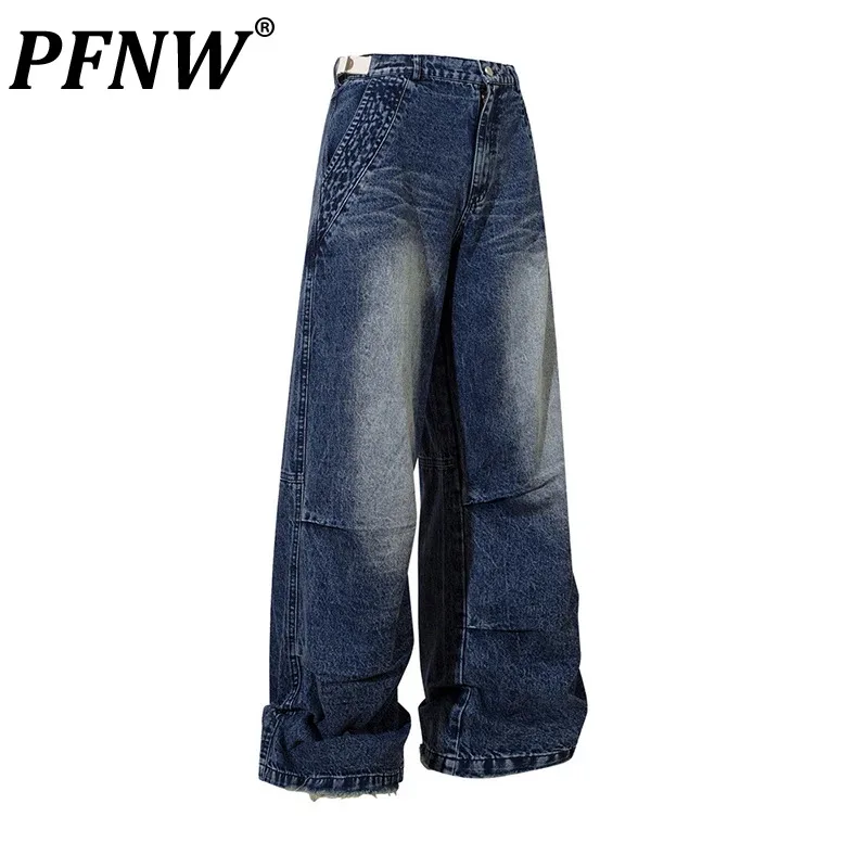 

Мужские джинсовые брюки PFNW, белые прямые джинсы с широкими штанинами, раскрашенные распылением, в стиле хип-хоп, свободного покроя, в винтажном стиле, 12P1243