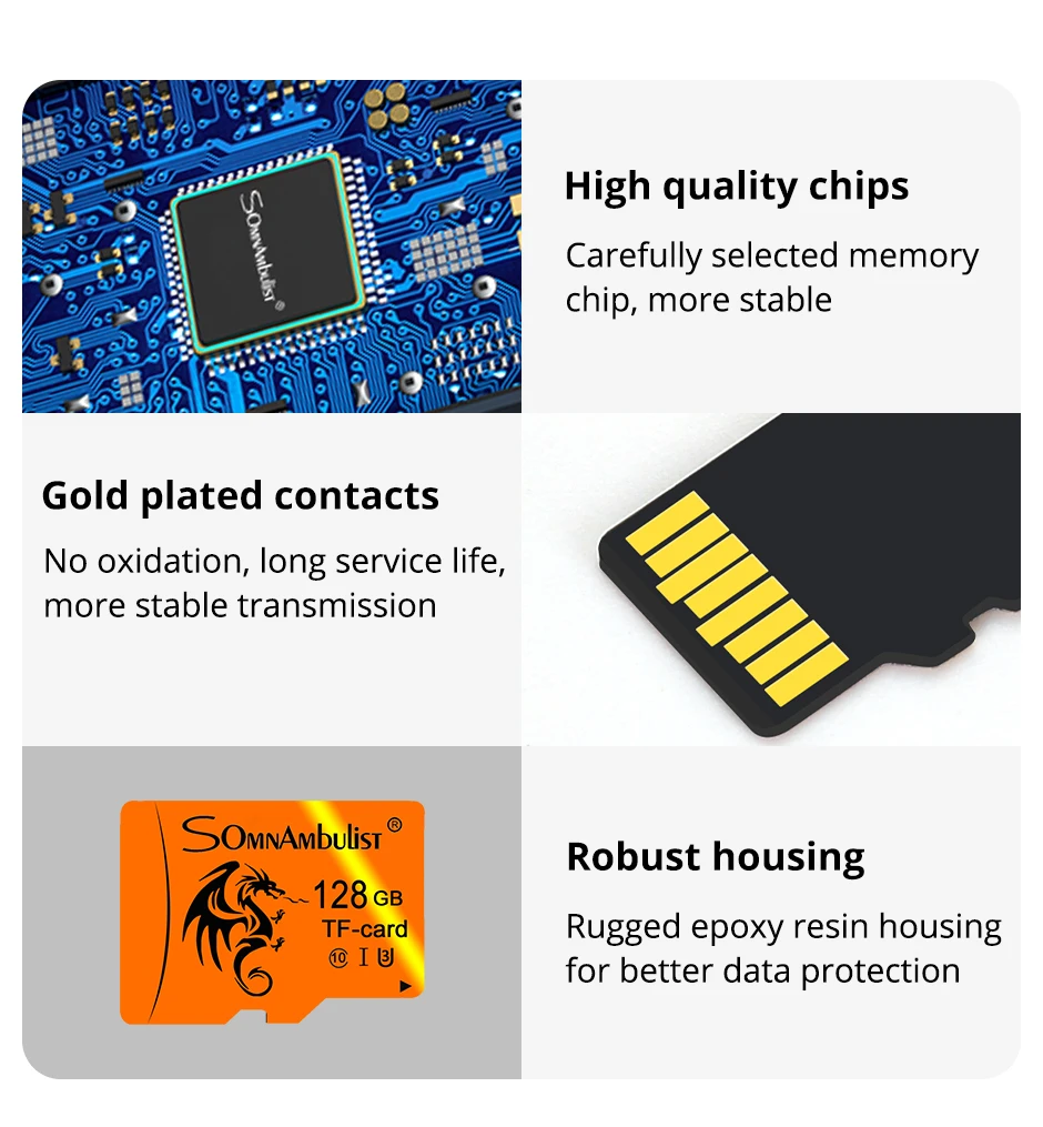 SomnAmbulist Hochgeschwindigkeitskarte 128 GB A1 für mobile TV-Speicherkarte 64 GB U3 TF-Karte 16 GB Mini-SD-Karte 32 GB U1-Speicherkarte 8 GB C10 – Detail 9