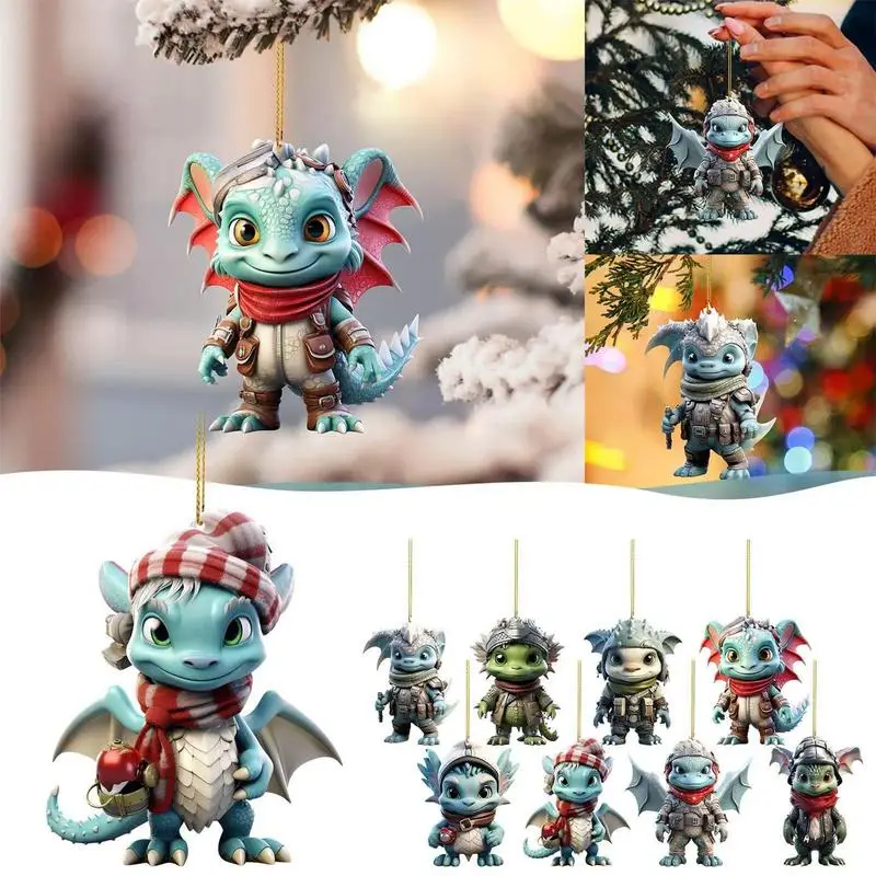 

Christmas Dragon Ornament Car Window Pendant Ornament Multifunctional 8pcs Cartoon Animal Tree Hanger For Household Decor Supply