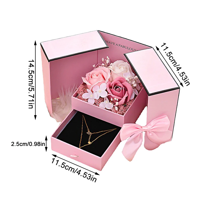 Romantic Soap Rose Flower Jewelry Gift Box with Double Drawer Design, Elegant Packaging... - SKU SGB02236 - UGI Packaging