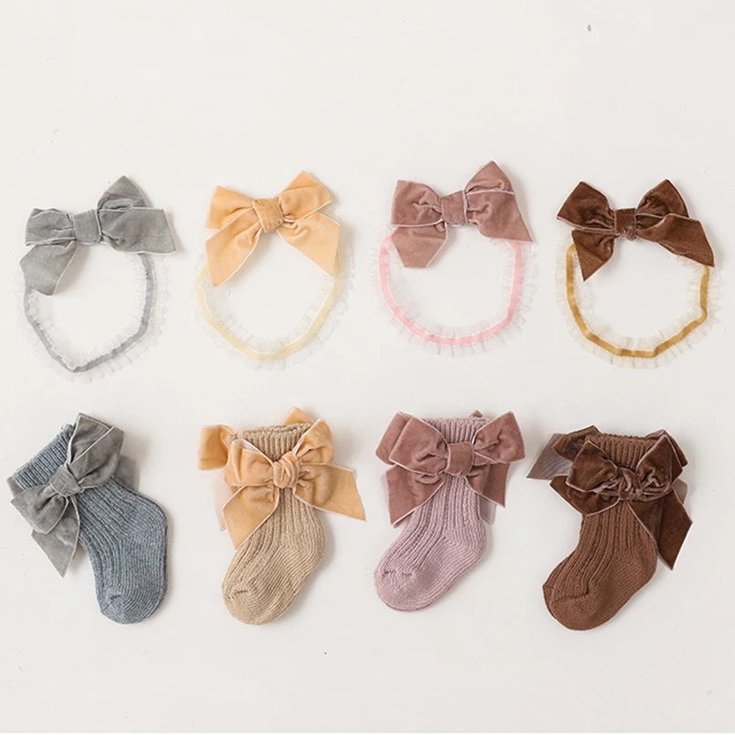 Winter Warm Baby Socks Cute Corduroy Bow Socks For Kids Girls Ribbed Ankle Socks Cotton Newborn