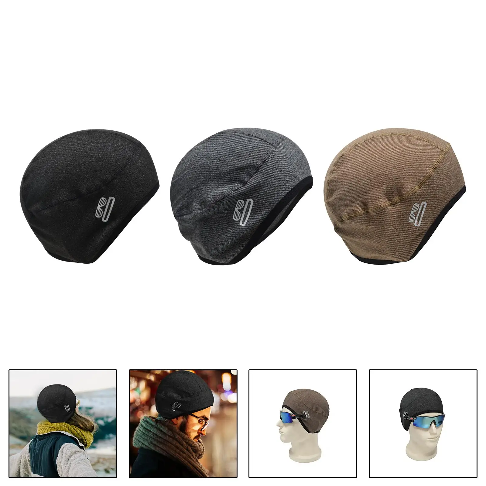 Skull Cap Helmet Liner for Men Women Winter Warm Hat for Skiing Cold Weather Motorcycle Climbing Forehead Ear Protection Hat