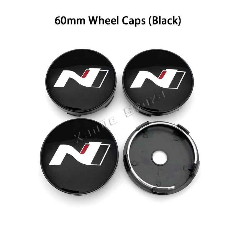 Wheel Hub Covers 4Pcs 56mm 60mm N Line Car Wheel Center Hub Cap Cover Emblem Stickers For Hyundai NLine Sonata Tucson Azera Elantra Veloster Kona