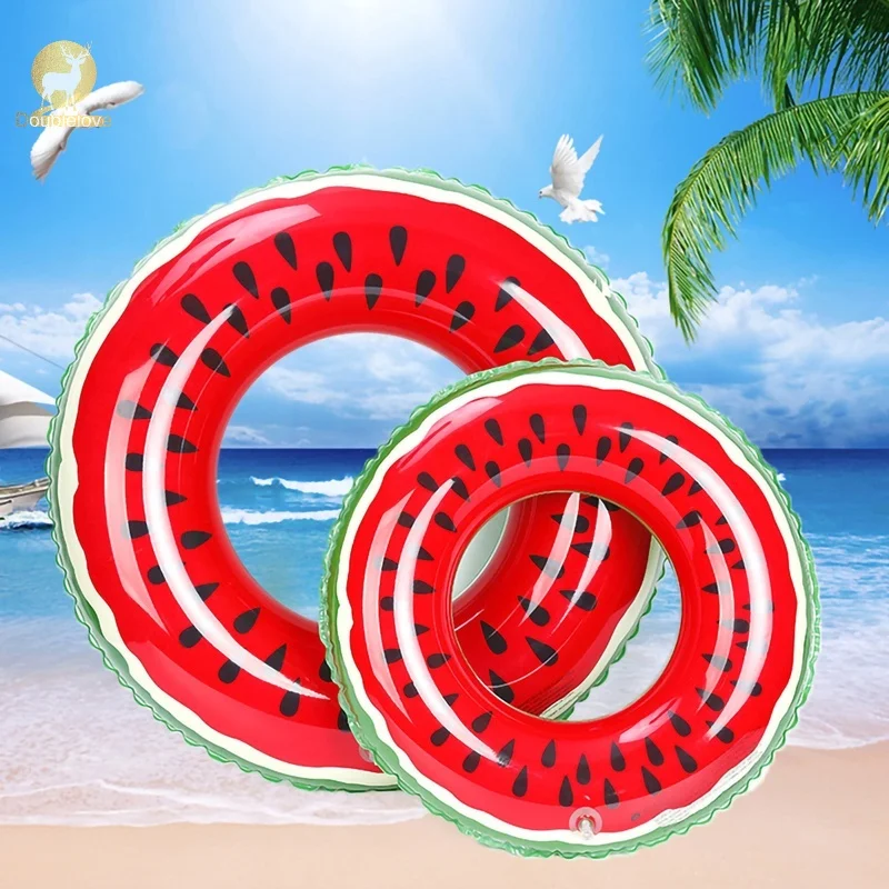 Watermelon Pattern Swimming Ring For Adult Kids Inflatable Mattress Swimming Pool Floating Ring Summer Pool Beach Party Toys 4 pcs floating keychain plastic containers sailing keys organizer beach abs bag hanging ornament boat