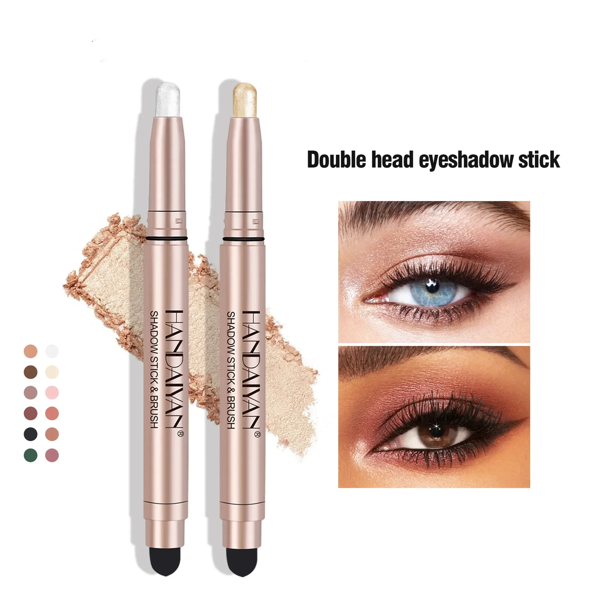 Waterproof Pearlescent Eyeshadow Pencil Stick 12 Colors Lasting Glitter Shimmer Eye Shadow Pen Eyeliner Stick Eyes Makeup Tools