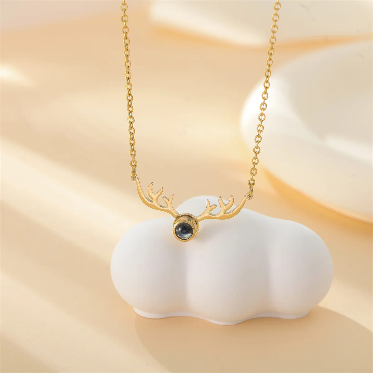 Antler Custom Projection Necklace Romantic Moose Picture Pendant Personalized Picture Necklace Christmas Gift for Her