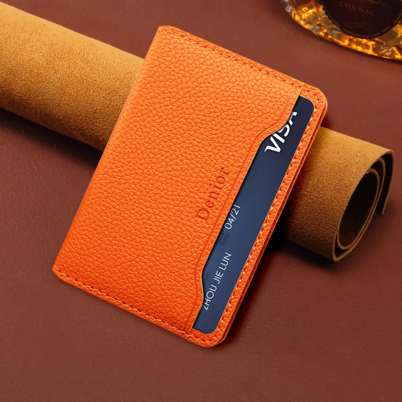 Premium Litchi Grain Leather Magnetic Card Holder Phone Case with RFID Protection and Ultra Slim Wallet Design