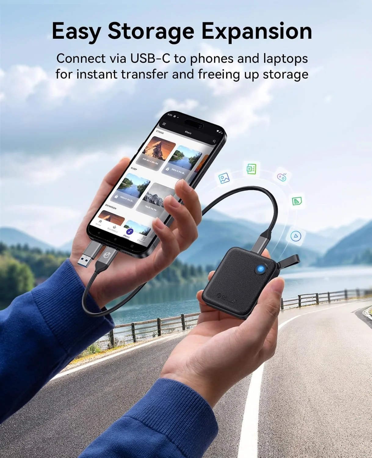 External Hard Drive ORICO Portable SSD for iPhone 15/Pro Windows Mac