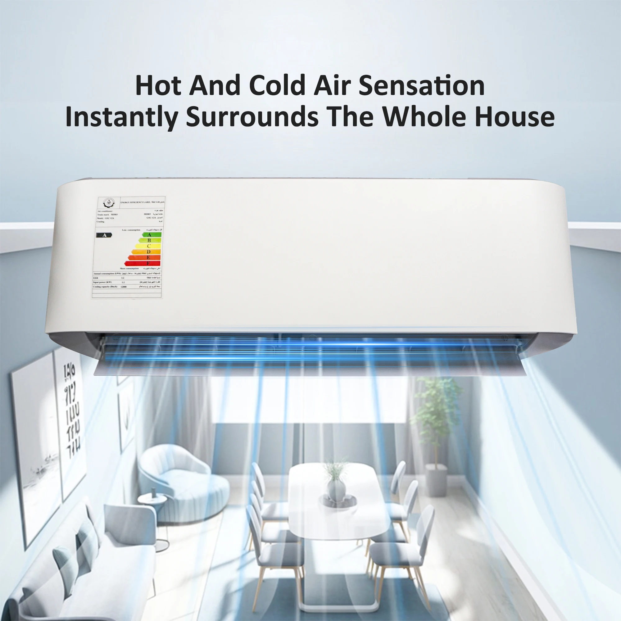 T3 Tropical Air Conditioner 12000BTU Dual-purpose Bedroom Air Conditioner Wall Mounted Middle East Air Conditioner 4