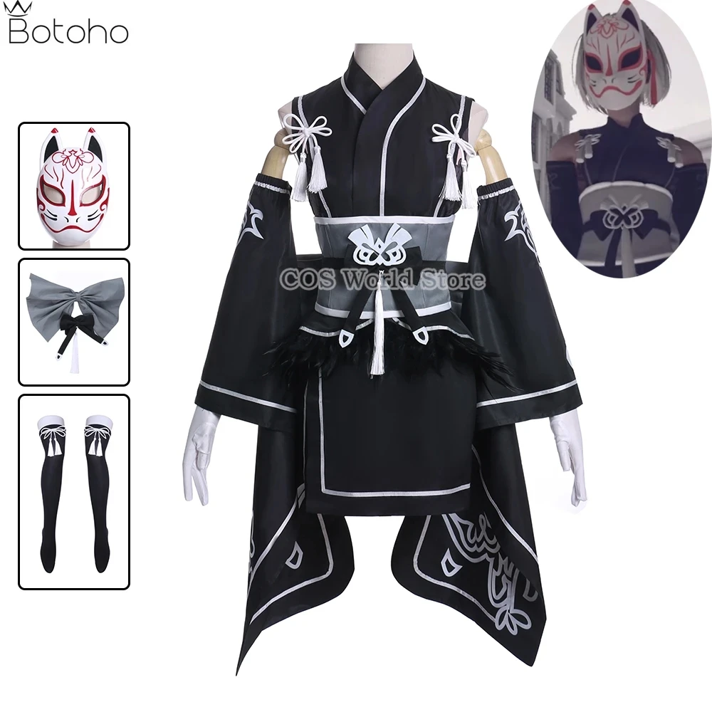 

Game 2B Cosplay NieR:Automata Cosplay Kimono Fox Mask YoRHa No. 2 Type B Dress Women Sexy Uniform Suit Halloween Party Costumes