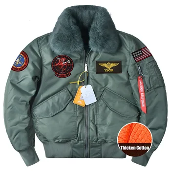 Giacca da volo da uomo cappotto in cotone con colletto in lana addensato giacche Bomber tattiche militari parka in cotone caldo per uomo 1