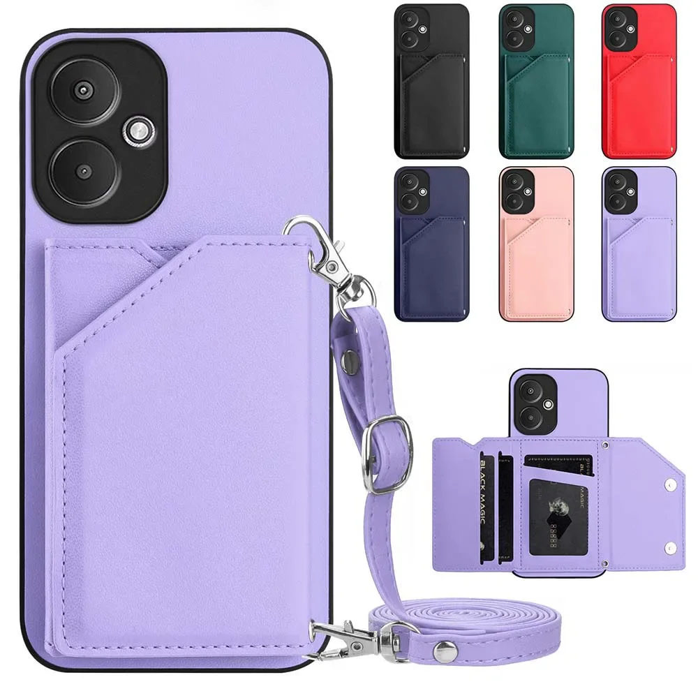 Crossbody Lanyard Leather Wallet Strap Phone Case