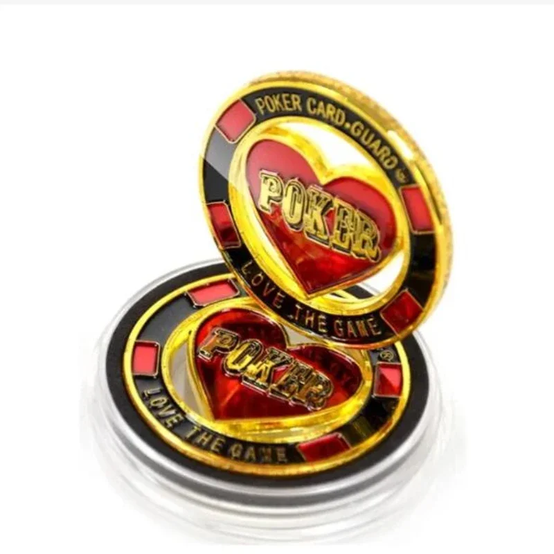 1Pcs Metal Chip Table Games Accessories Double Sided Hollowed Out Design Texas Poker Press Gift Commemorative Golden Lucky Coin