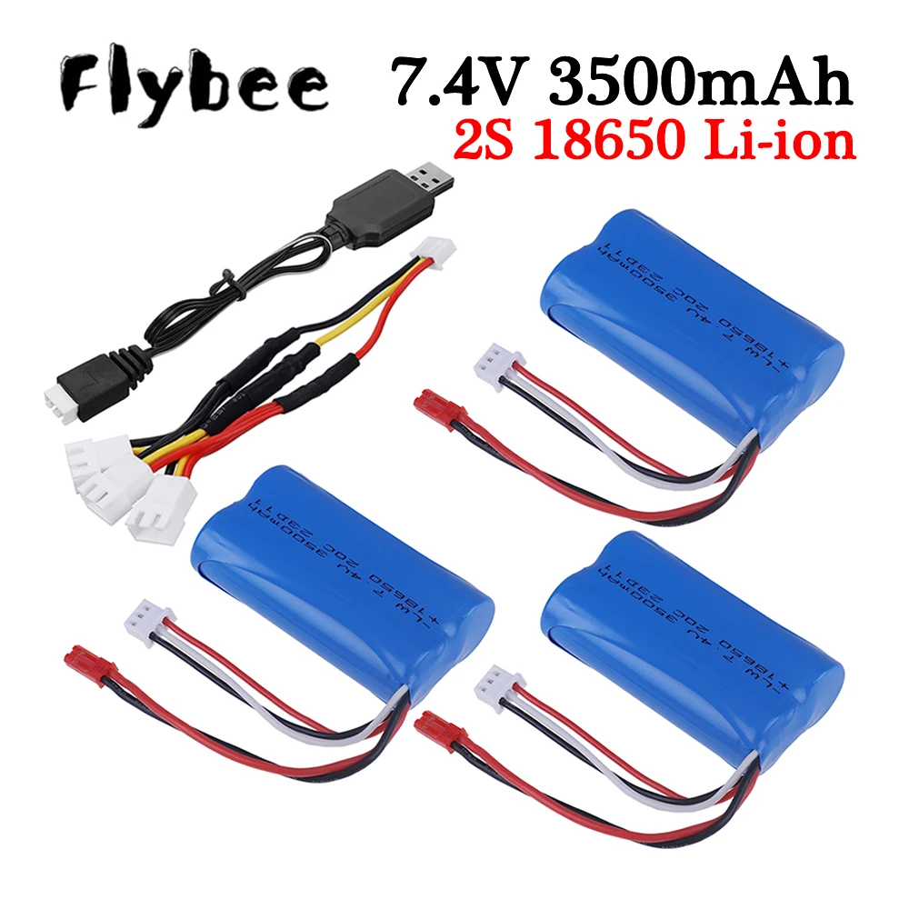 

7.4V 3500mAh 18650 Rechargeable Battery Charger for 12423 UD1601 UD1602 SG1603 SG1604 Remote Control Flat Sports Car Accessories