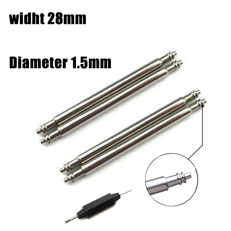 Premium Silver Stainless Steel Watch Band Strap Repair Kit - 4pcs Spring Bar & Link Pin Set (16-28mm)