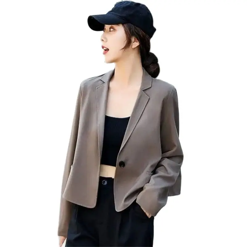 

Fashion Design Short Suit Jacket Female Casual 1 Button Women's Blazer 2023 New Spring Autumn Korean Outerwear Tops