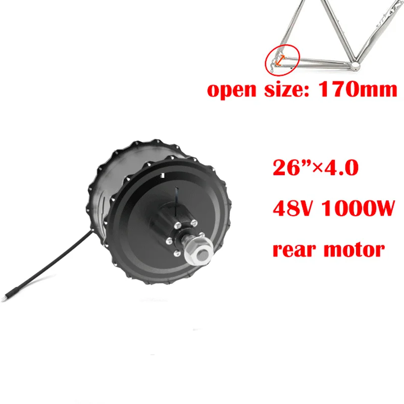 Kit Conversion Vélo électrique 1000W 48V – Moteur Roue Arrière 26x4.0, Sans Balais, Pour Pneus Neige/graisse