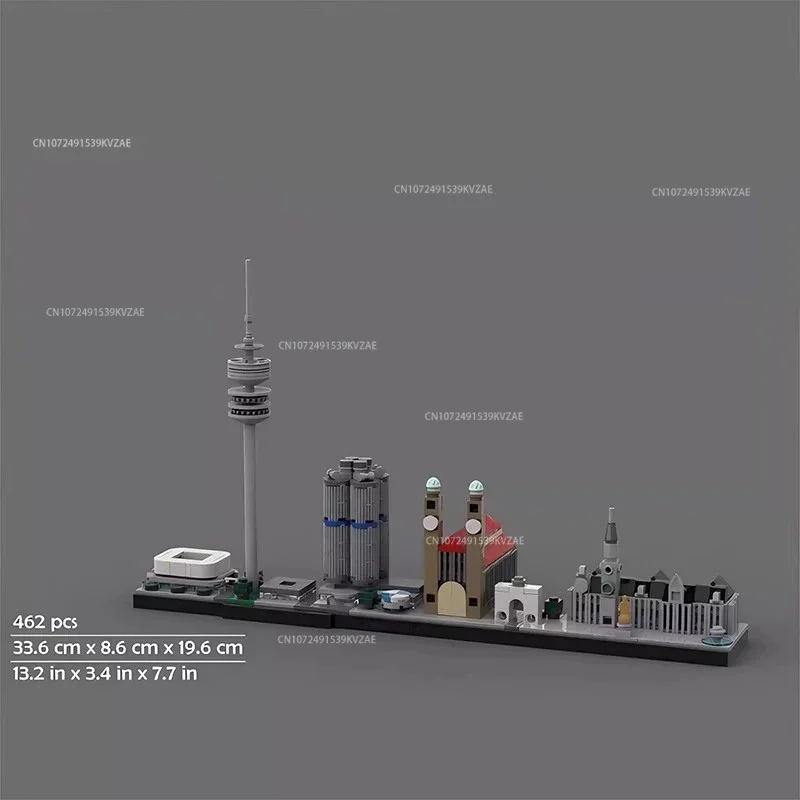 MOC City Architecture Skyline Germany Hamburg Dublin Munich House Street View Sets Building Blocks  Toys Christmas Gift