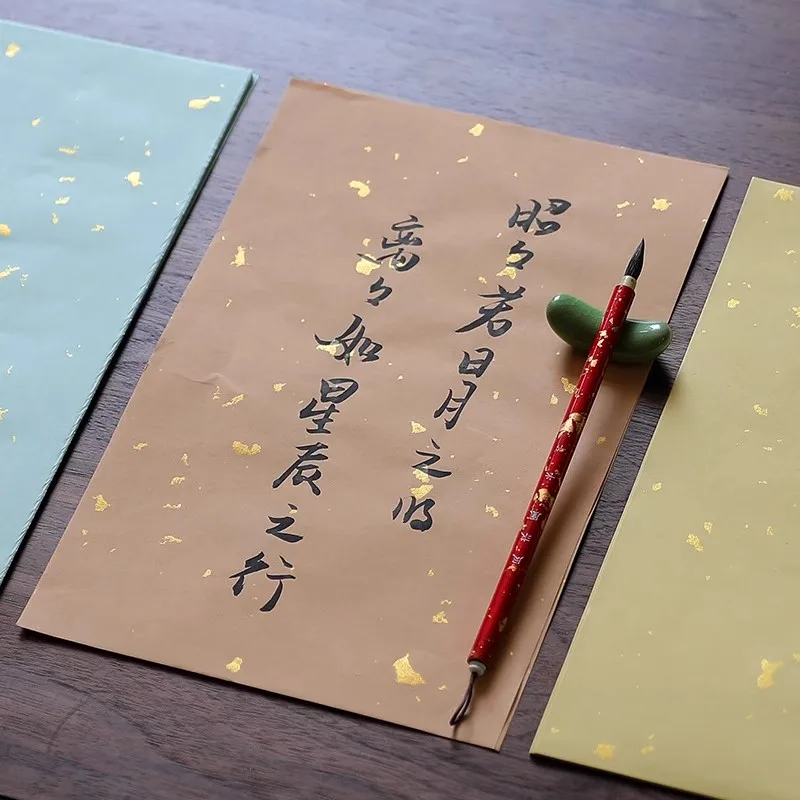 반숙한 Xuan 종이 40장 중국어 소프트 브러시 서예 왁스 저항 염색 종이