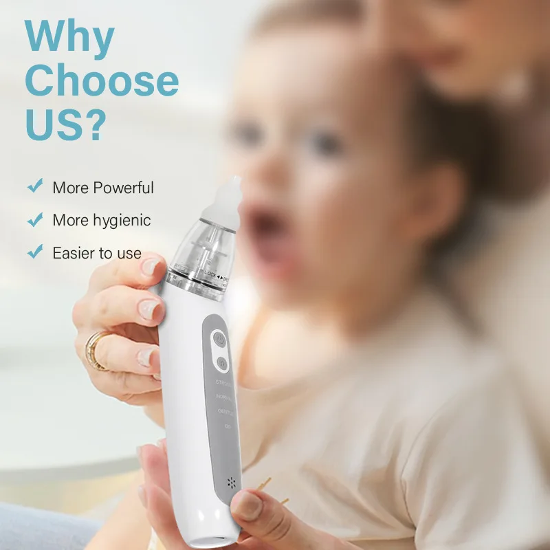 Baby Electric Nasal Aspirator Nose Suction Device with Food Grade Silicone Mouthpiece 3 Suction Modes and Soothing Music