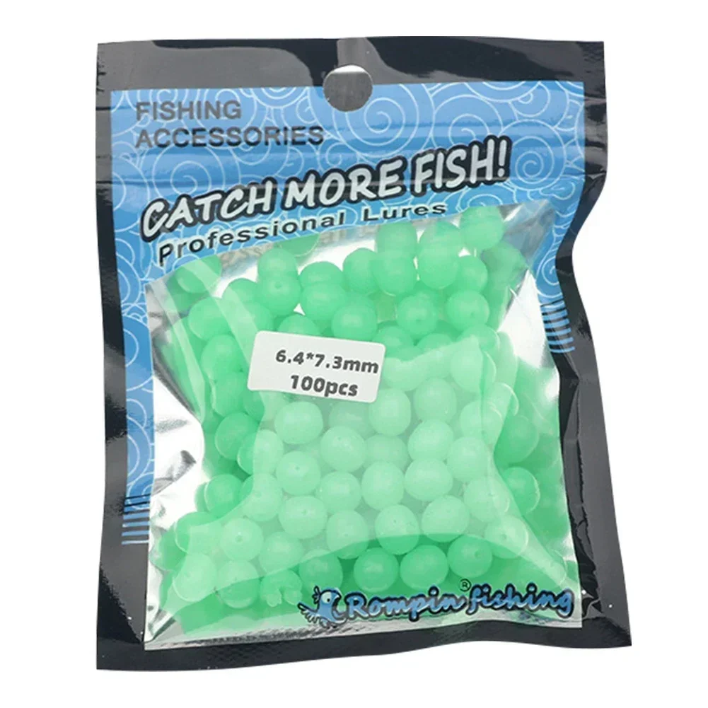 100pcs Luminous Silicone Fishing Beads - Round Glow Beads For Rigging, Ocean & Surf Fishing