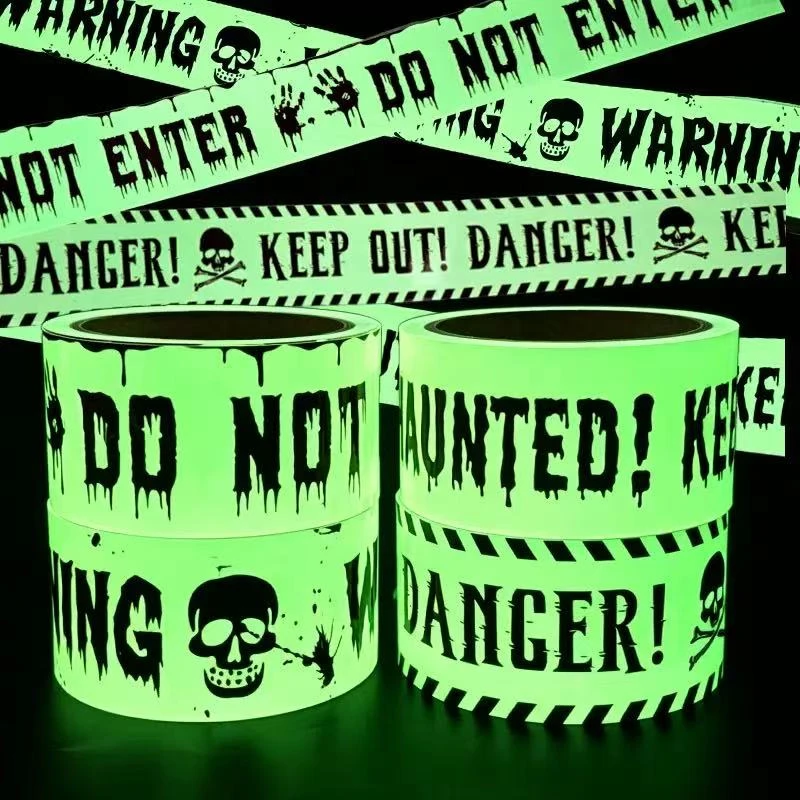 Glow-in-the-Dark Yellow Halloween Decoration Tape - Non-Adhesive
