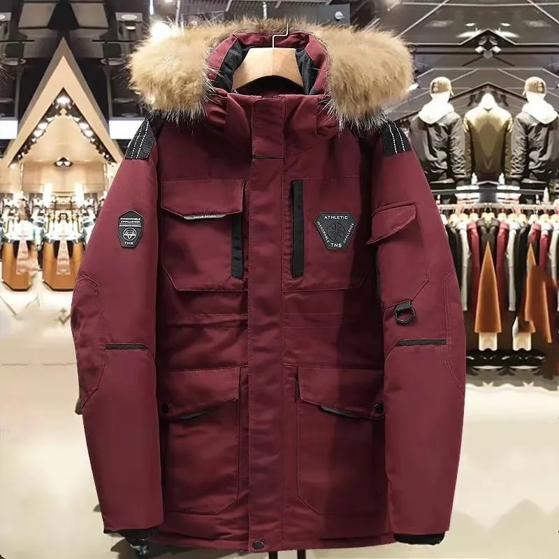 Men's Down Jacket Winter Parkour Jacket Medium length Thick Loose Commuter Work Couple Outdoor Warm Top