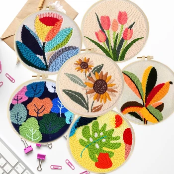 Floral Punch Needle Embroidery Kit 1