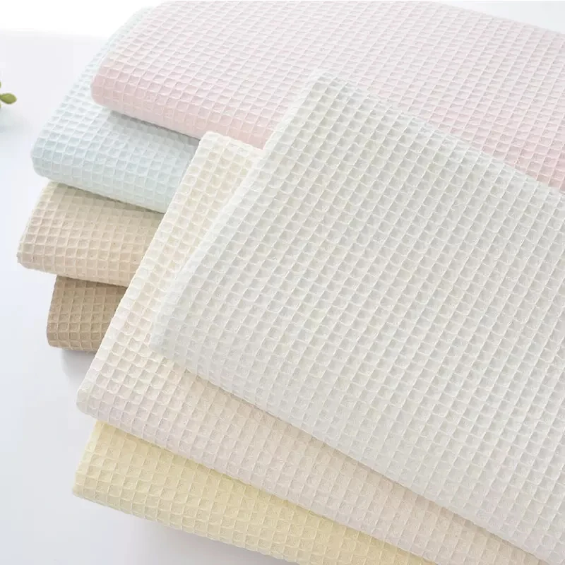 Export To Japan 8 Colours In Stock Fabrics Wholesale Organic Cotton Fabric  Yarn Dyed Waffle Fabric