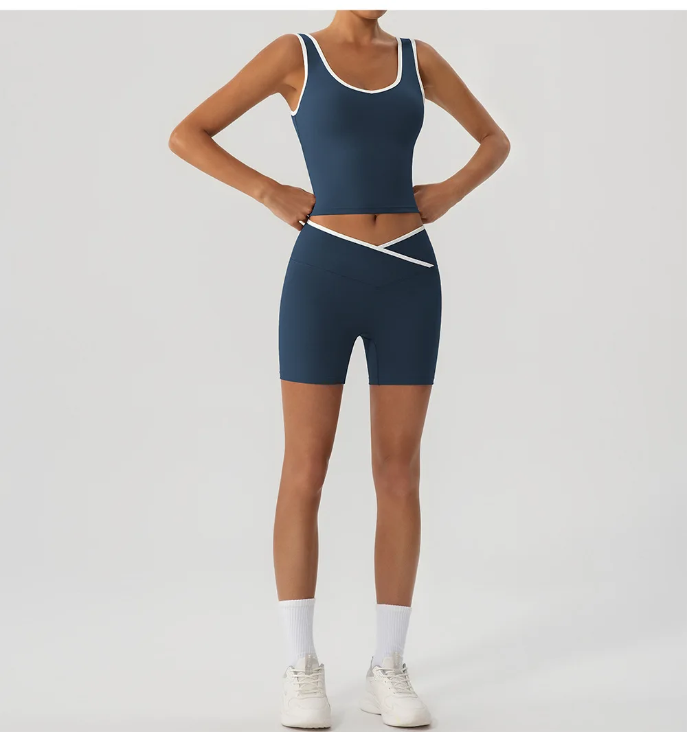 Cross Waist Cycling Shorts Women High Waisted Yoga Pants Leisure Female Gym Workout Sports Shorts Indoor Outdoor Short Leggings 17 S57239bb2e2a34686a34f9ec717e68869w