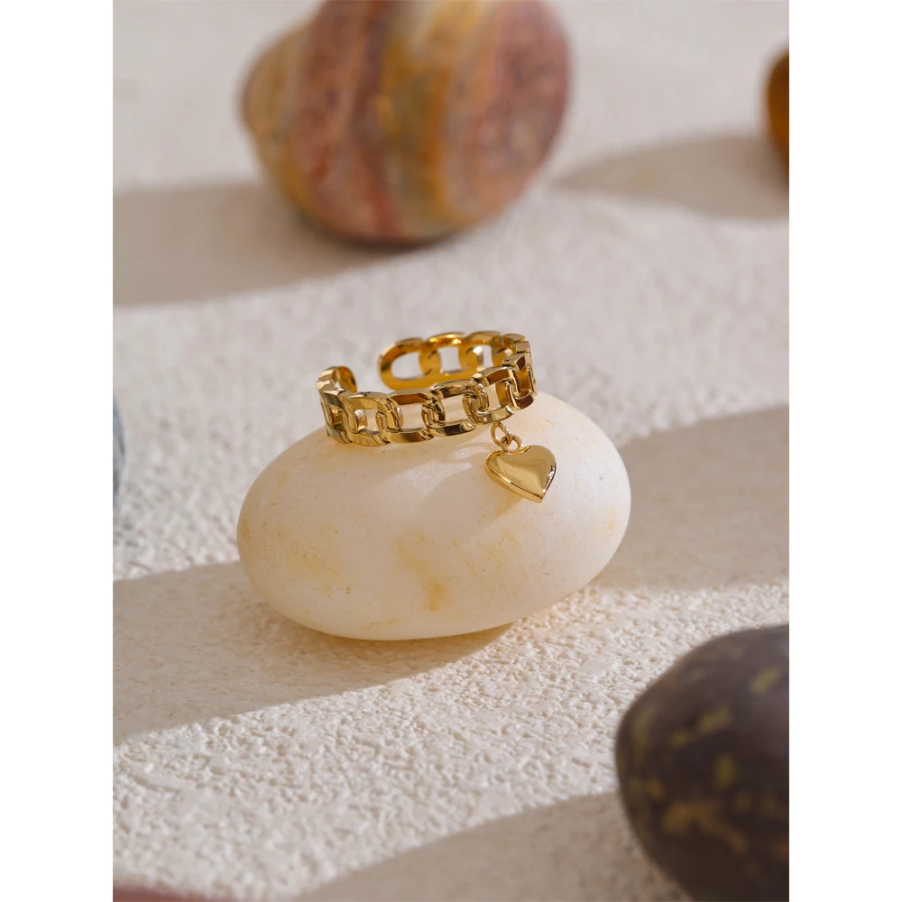 Yhpup Metal Chain Drop Golden Ring for Women