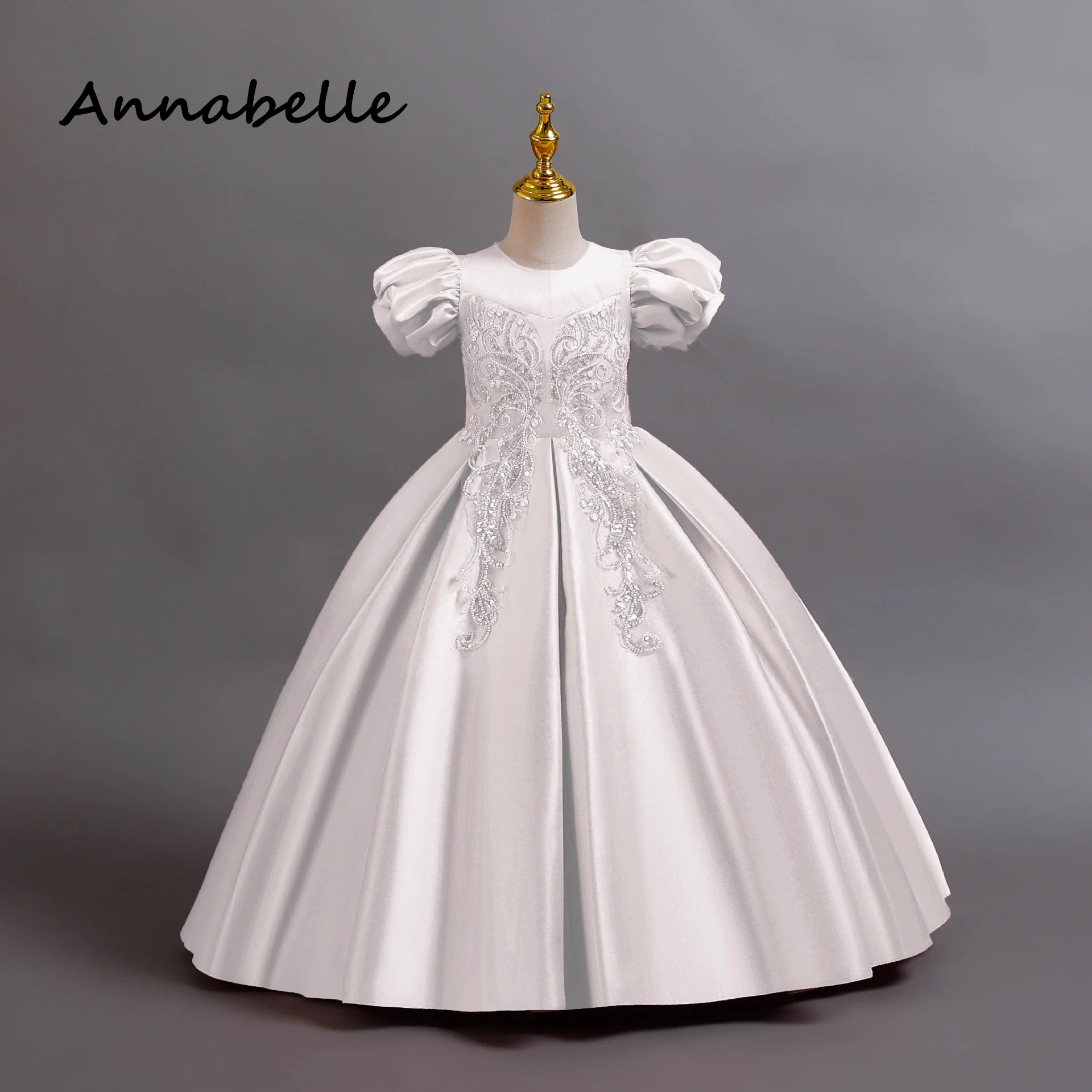 Annabelle Flower Baby Girl Bow Dress  Wedding Party Long Dress For Girls Kids Colorful Children Clothes Princess vestidos