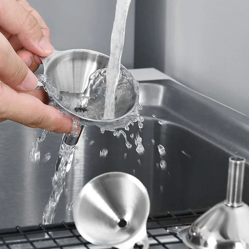 3Pcs/set Stainless Steel Funnel Portable Cone Funnel Pour Oil Wine Liquid Hopper Multi-Use Kitchen Funnel For Liquid Oils Powder