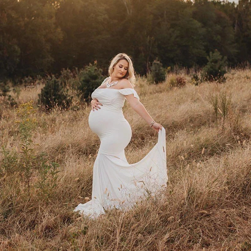 Shoulderless cotton Maternity Dresses For Photo Shoot Sexy Cross V-neck Pregnancy Dress For Pregnant Women Clothes Pregnancy Dr
