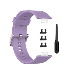 Silicone Replacement Watchband Strap for Huawei Watch Fit - Stylish and Durable Bracelet Strap (Purple Only Strap)