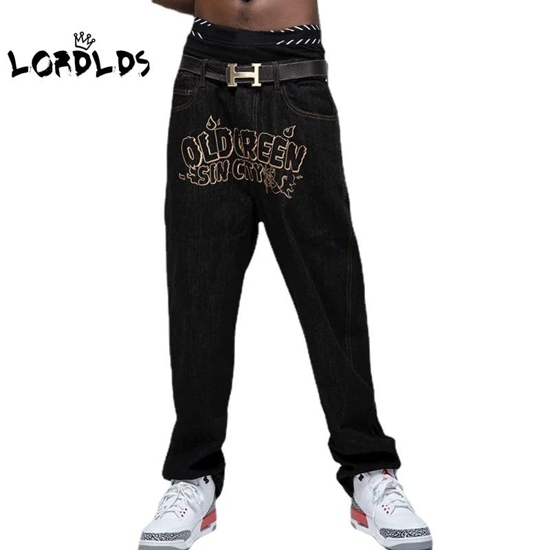 LORDLDS Men Black Denim Trousers HIP HOP Style Streetwear Fashion Design Aesthetic Punk Pants Vintage Male jeans pants |