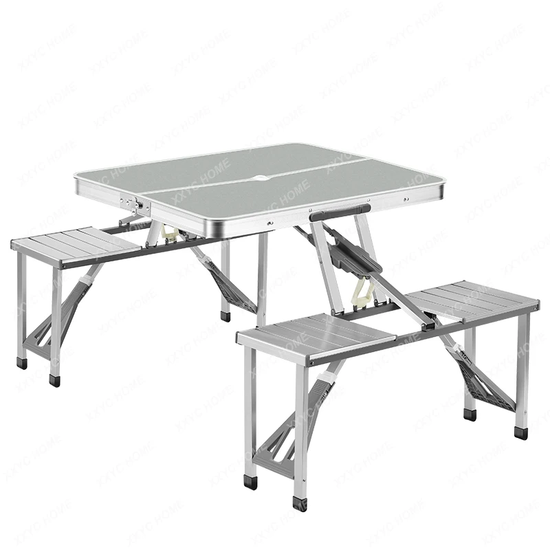 Outdoor Folding Tables and Chairs Portable Aluminum Alloy Integrated Table Camping Outdoor Dining Table Suit