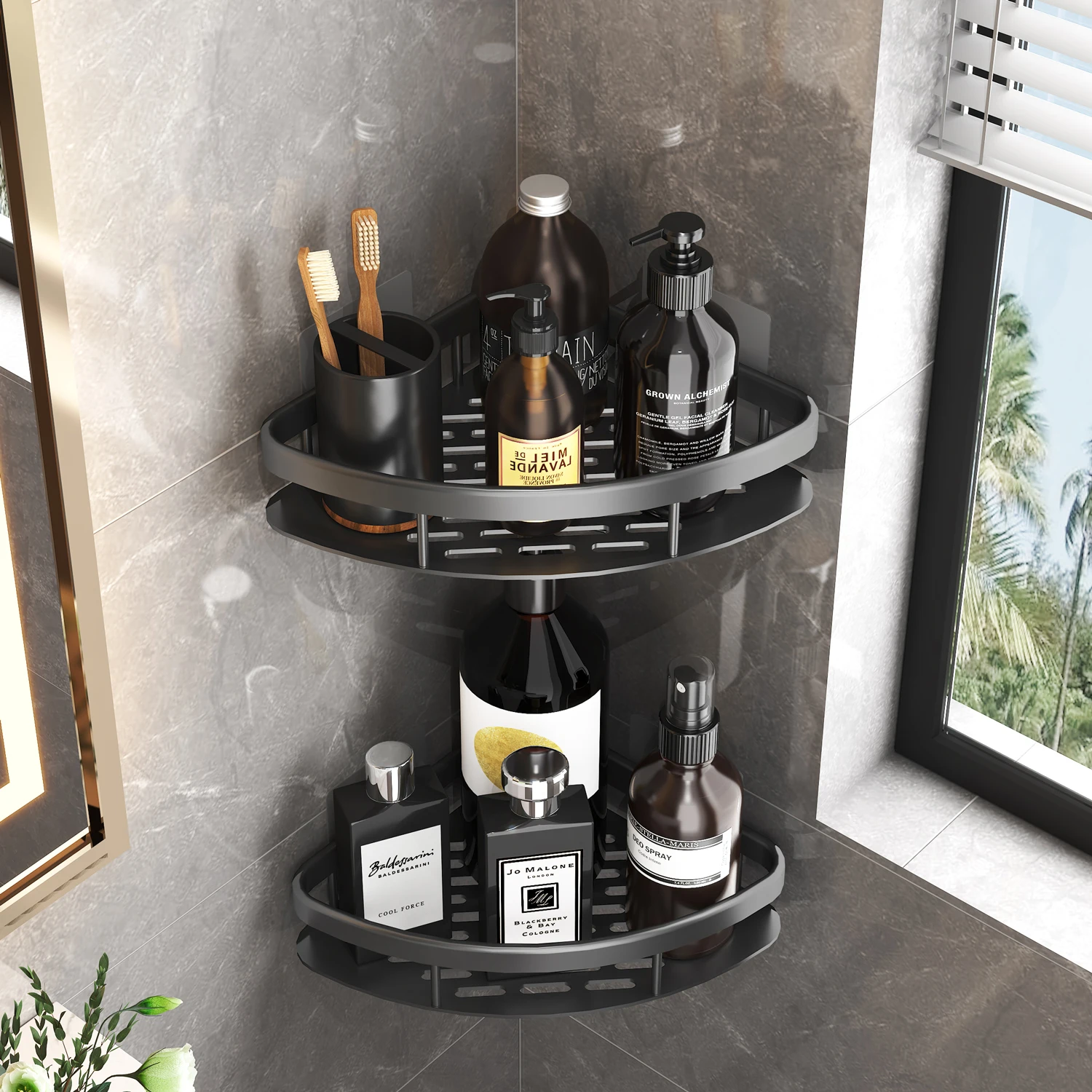Bathroom No-Nail Shelf Shower Corner Shelf Aluminum Shampoo Shelf Shower Organizer Bathroom Accessories 3