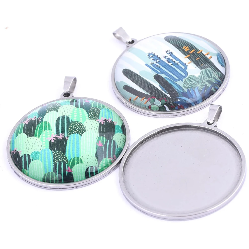 5 teile/los Edelstahl runde Cabochon Cameo Basis Einstellungen leere Tablett Lünette für DIY Halskette Anhänger Schmuck Herstellung Lieferungen – Detail 6